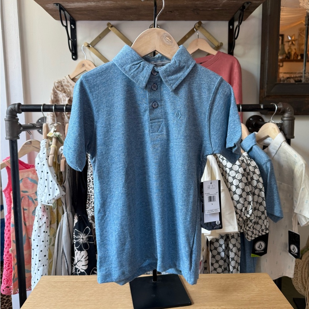 Volcom Kids Heather Blue Polo Shirt